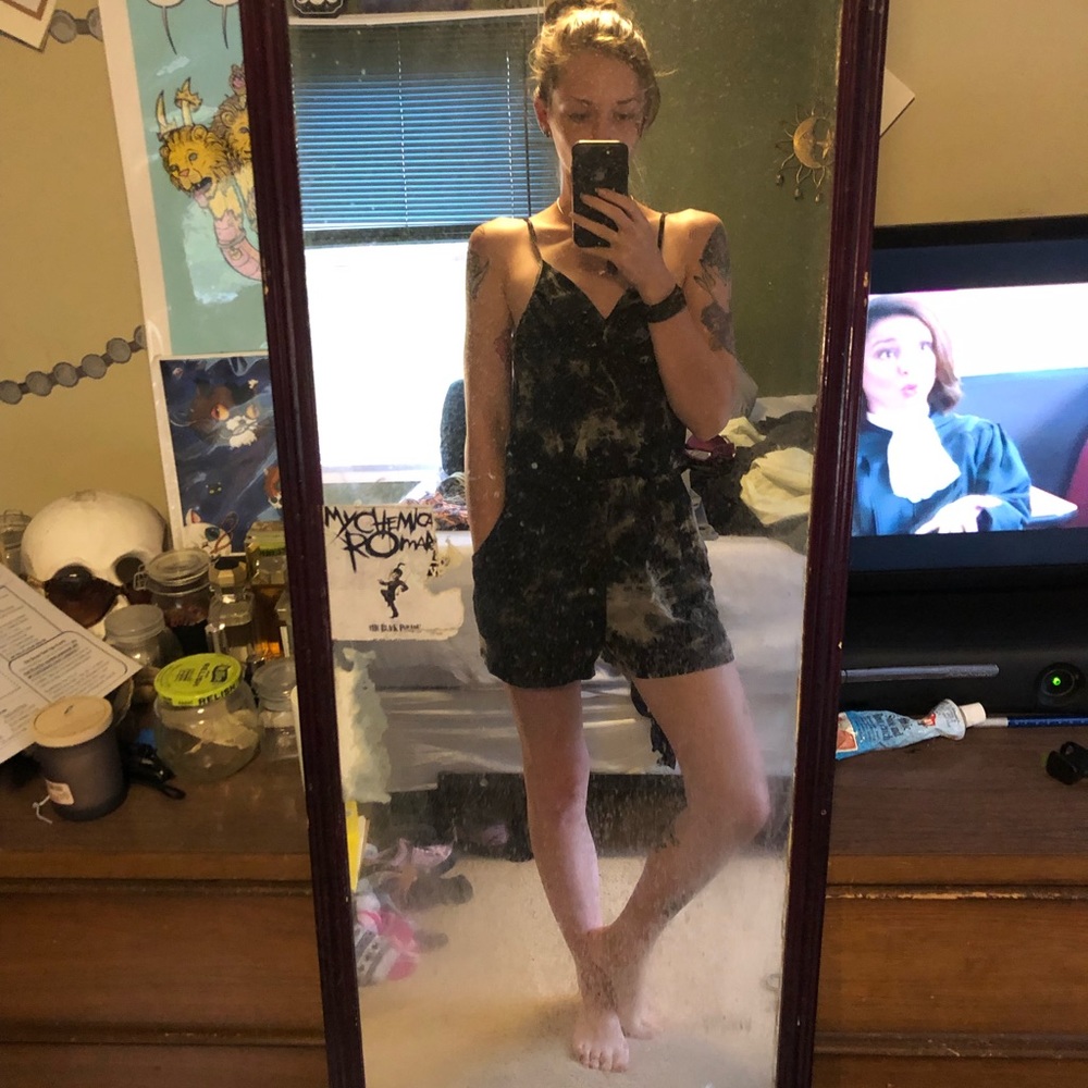 Black and White tie dye romper